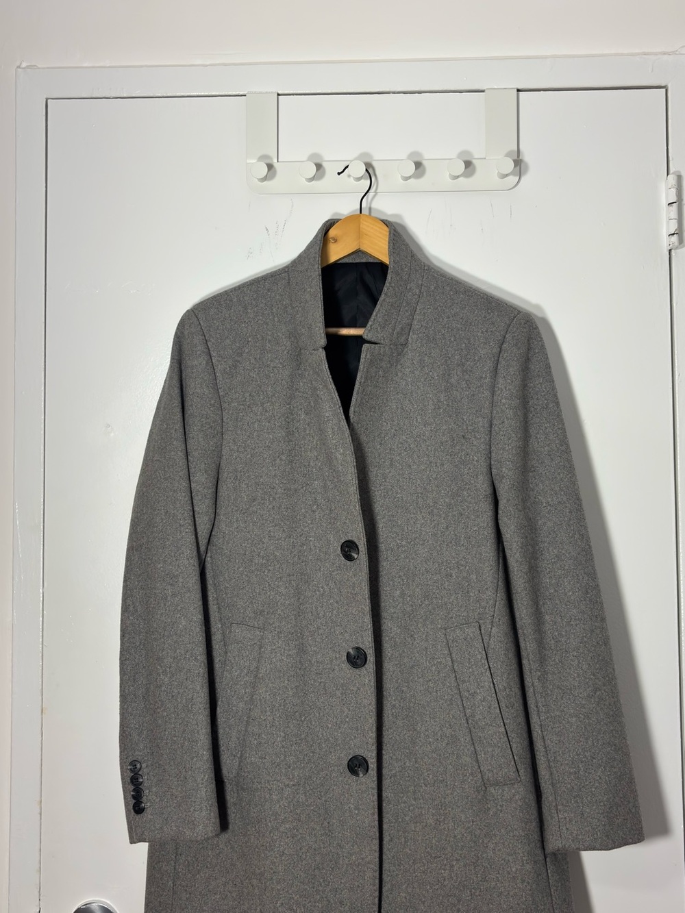 H&M Women's Gray Tailored Wool-Blend Button Front Coat